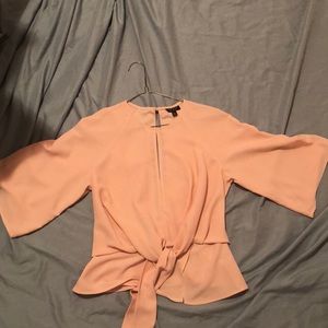 Pale pink/peach Topshop blouse with an open back